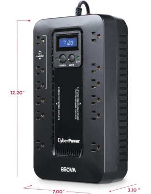 CyberPower EC850LCD Ecologic Battery Backup &amp; Surge Protector UPS System