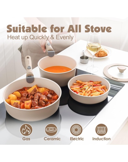 SENSARTE 17 Piece Ceramic Pots and Pans Set