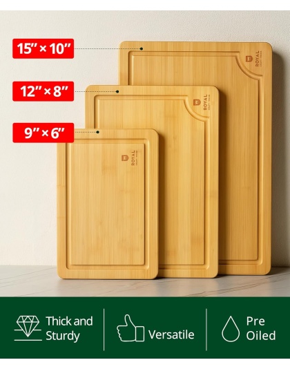 Large Wood Cutting Board Set for Kitchen