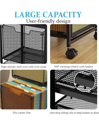 Sbanmao Rolling File Cart with 2 Storage Drawers, File Cabinet with Wheels