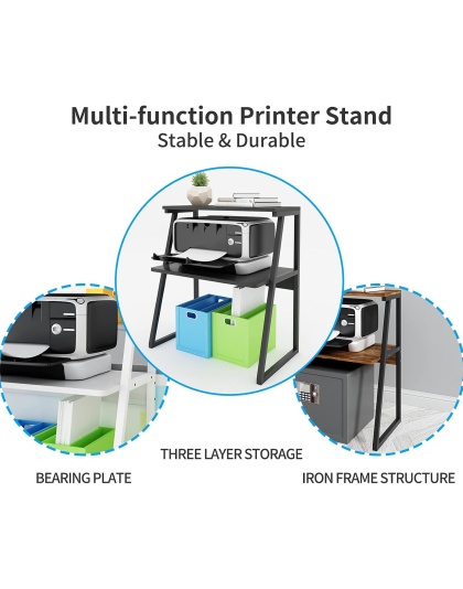 PUNCIA 3 Tier Wood Desktop Printer Stand