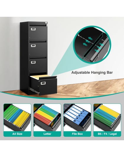 SISESOL 4 Drawer Vertical File Cabinet with Lock