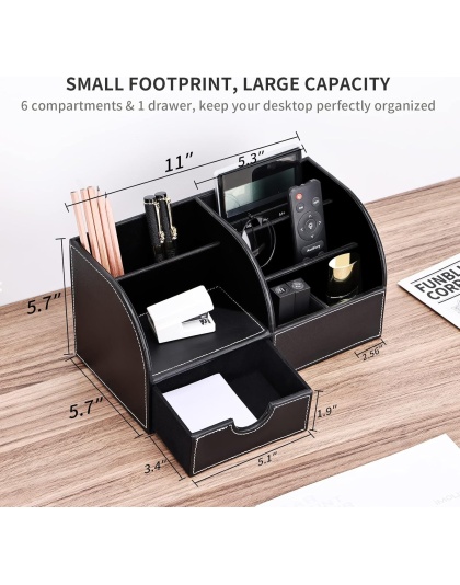KINGFOM Pu Leather Desk Organizer